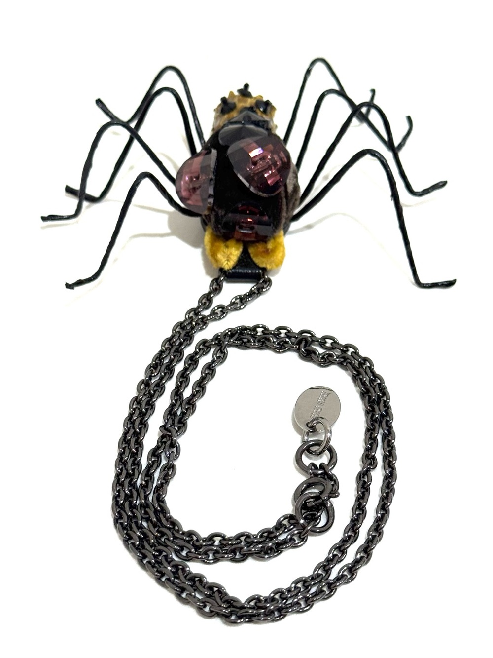 Miu Miu Spider Pendant and Gunmetal Chain Necklace